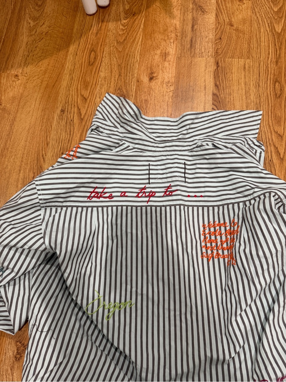 We The Free Striped Button-Down Shirt with Multicolor Embroidery - Picture 3 of 10